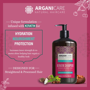 Arganicare Reparing Keratin Shampoo 400ml I Keratin Shampoo I Keratin Hair Shampoo I Organic Shampoo I Organic Hair care I Organic Argan Oil I Arganicare India